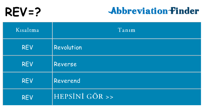 rev ne anlama geliyor