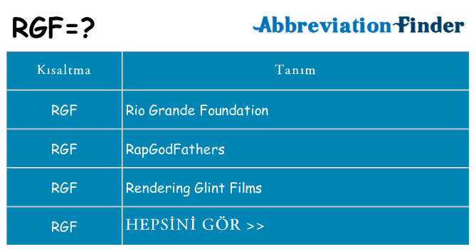 rgf ne anlama geliyor