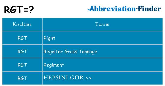 rgt ne anlama geliyor