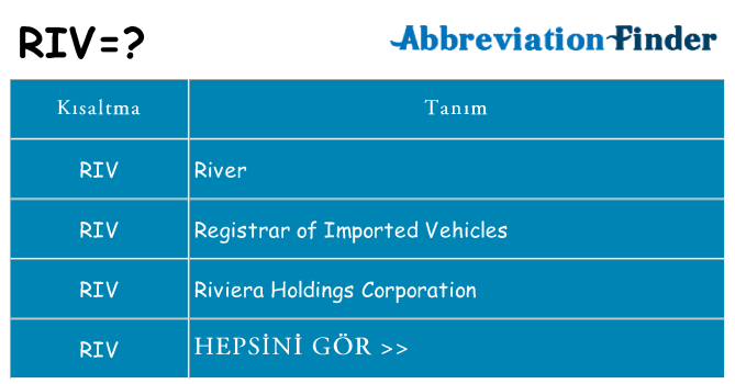 riv ne anlama geliyor