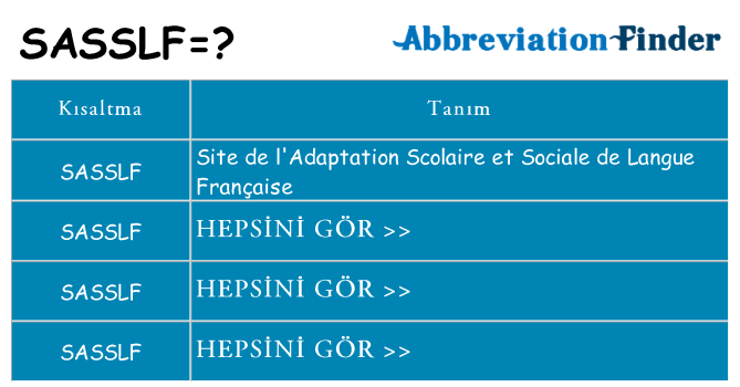 sasslf ne anlama geliyor