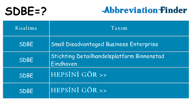 sdbe ne anlama geliyor