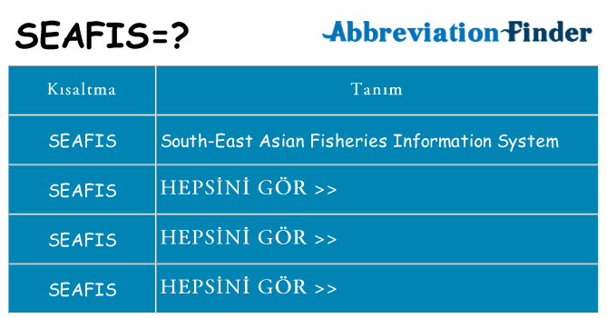 seafis ne anlama geliyor