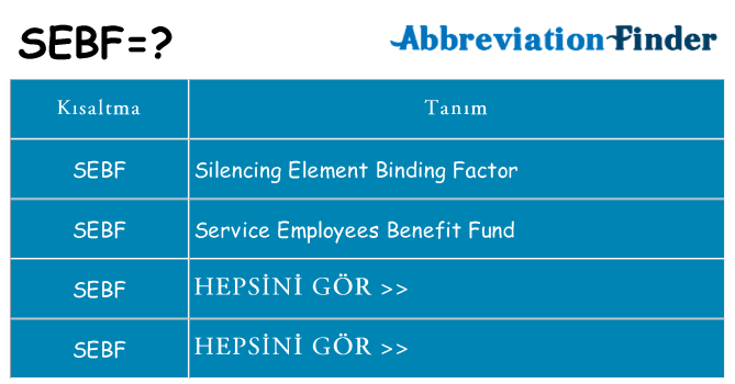 sebf ne anlama geliyor