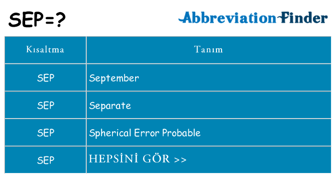 sep ne anlama geliyor