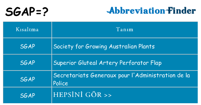 sgap ne anlama geliyor
