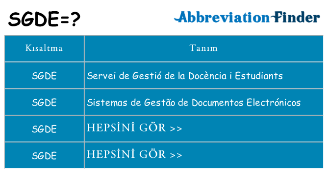 sgde ne anlama geliyor