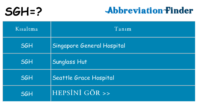 sgh ne anlama geliyor