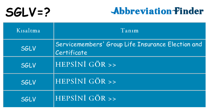 sglv ne anlama geliyor