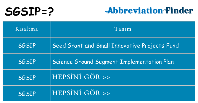 sgsip ne anlama geliyor
