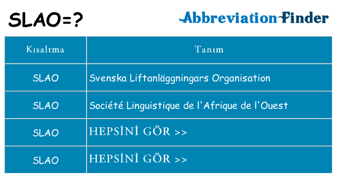 slao ne anlama geliyor