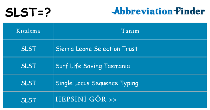slst ne anlama geliyor