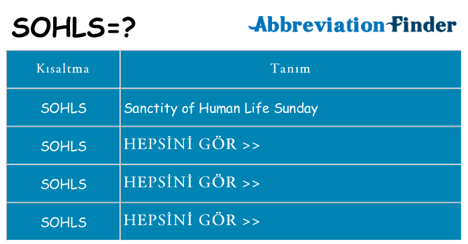 sohls ne anlama geliyor