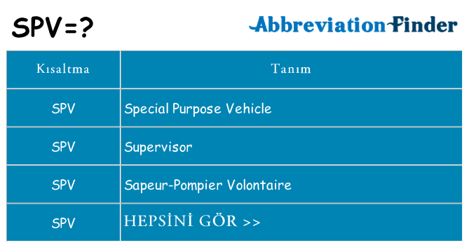 spv ne anlama geliyor