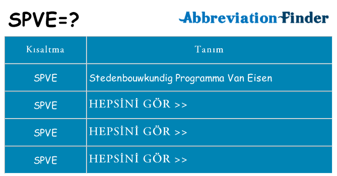 spve ne anlama geliyor