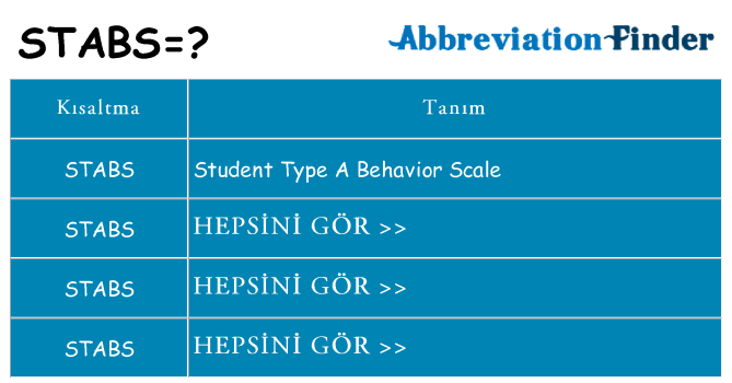 stabs ne anlama geliyor