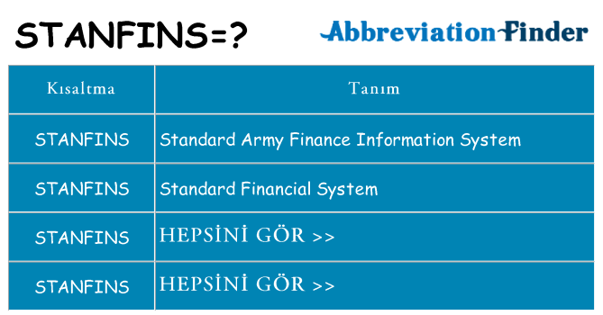 stanfins ne anlama geliyor