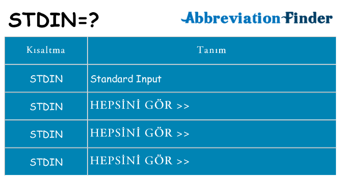 stdin ne anlama geliyor