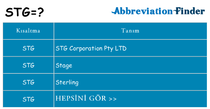 stg ne anlama geliyor