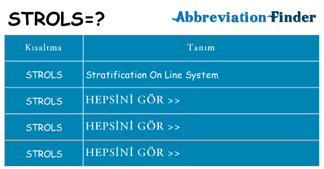 strols ne anlama geliyor