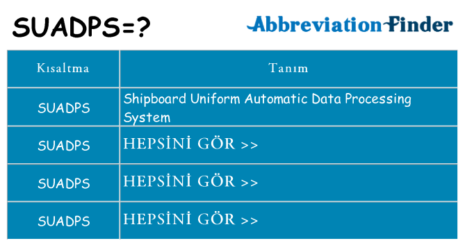 suadps ne anlama geliyor
