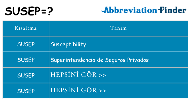 susep ne anlama geliyor