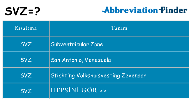 svz ne anlama geliyor