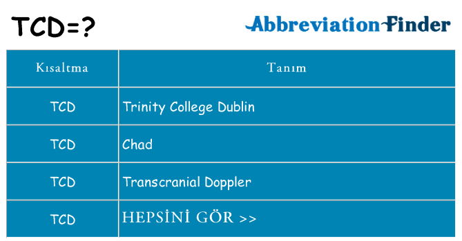 tcd ne anlama geliyor