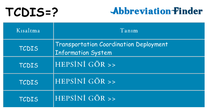 tcdis ne anlama geliyor