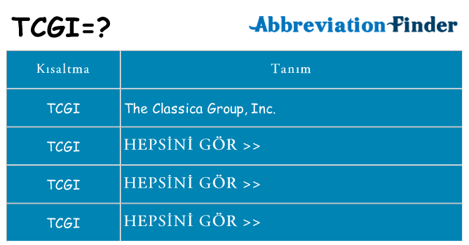 tcgi ne anlama geliyor
