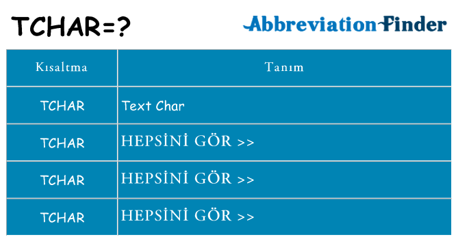 tchar ne anlama geliyor