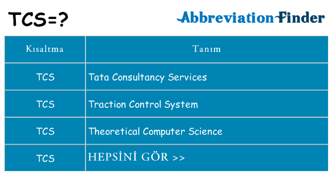 tcs ne anlama geliyor