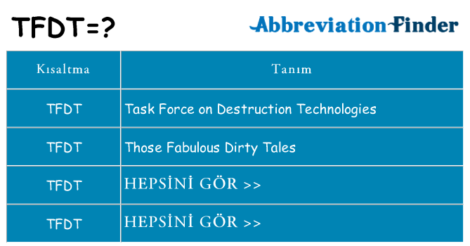tfdt ne anlama geliyor