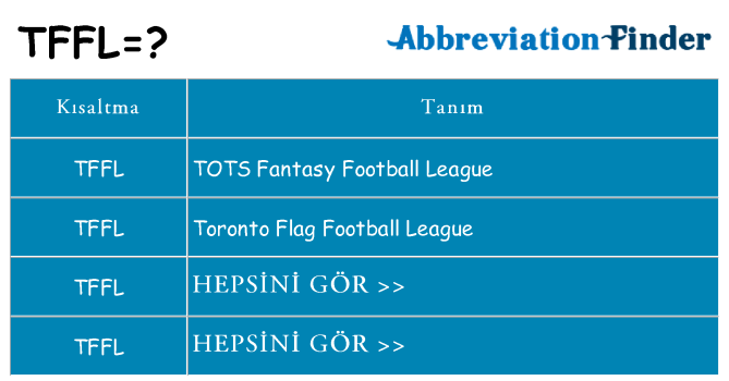tffl ne anlama geliyor