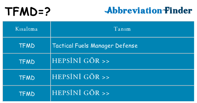 tfmd ne anlama geliyor