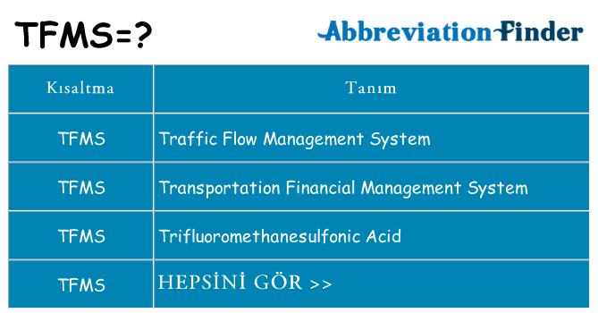 tfms ne anlama geliyor