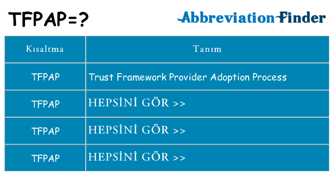 tfpap ne anlama geliyor
