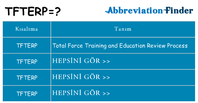 tfterp ne anlama geliyor