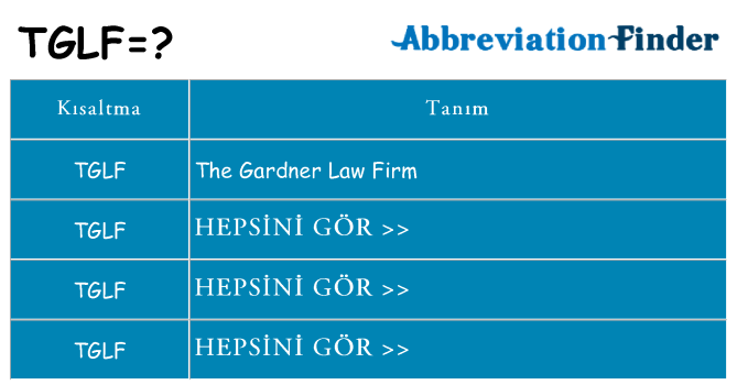tglf ne anlama geliyor