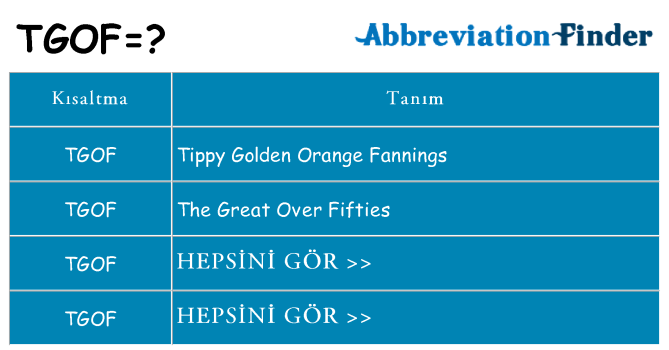 tgof ne anlama geliyor