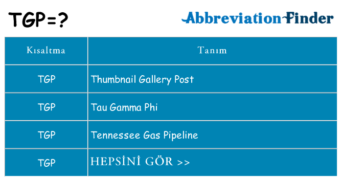 tgp ne anlama geliyor