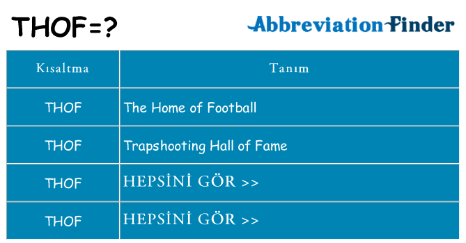 thof ne anlama geliyor