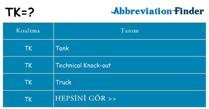 tk ne anlama geliyor