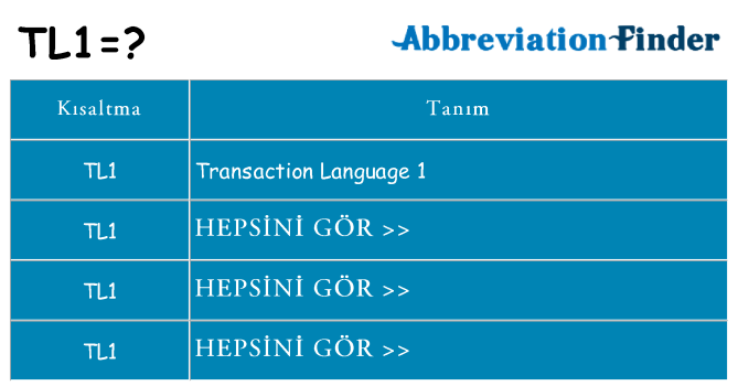tl1 ne anlama geliyor