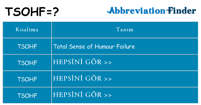 tsohf ne anlama geliyor