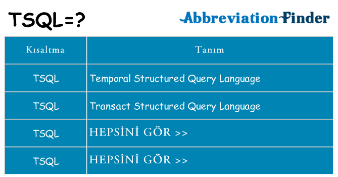 tsql ne anlama geliyor
