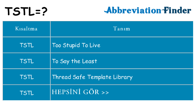 tstl ne anlama geliyor