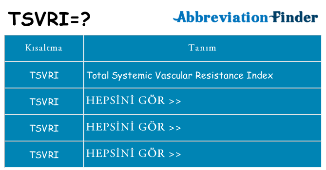 tsvri ne anlama geliyor