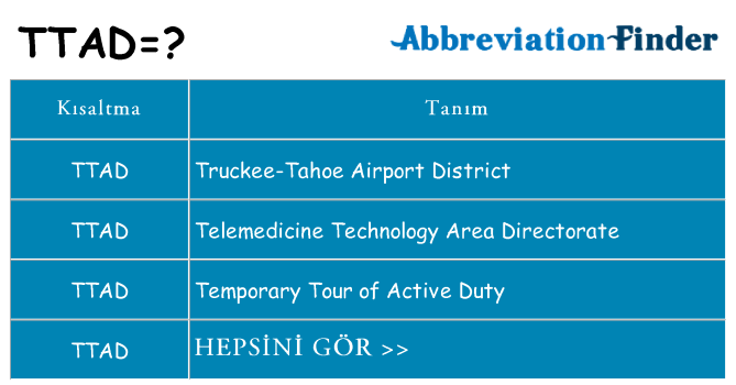 ttad ne anlama geliyor