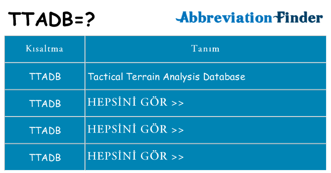 ttadb ne anlama geliyor